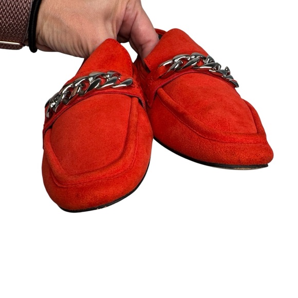 DOLCE VITA RED SUEDE SILVER CHAIN EMBELLISHMENT LOAFERS SZ 8 - Picture 7 of 11